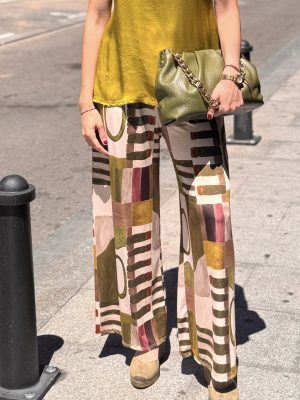 PANTALÓN PUNTO DE SEDA CÍRCULOS Y RAYAS